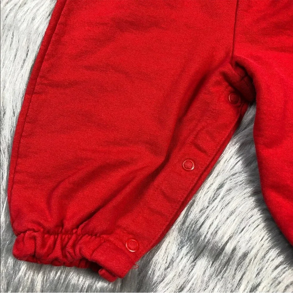 Vintage Baby Girls Oshkosh Bgosh Red Teddy Bear Jumpsuit Romper